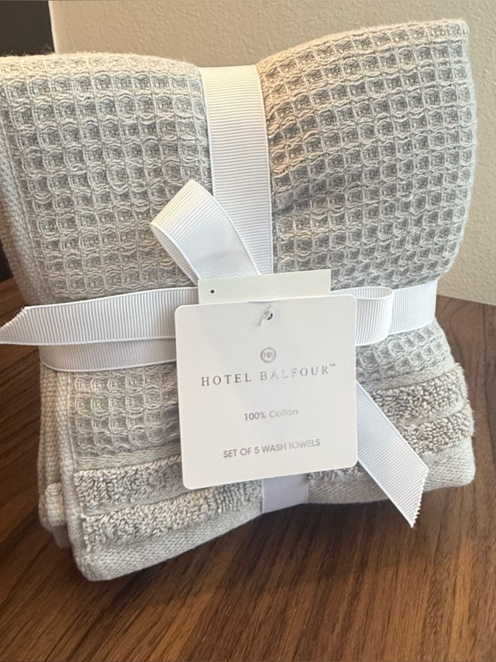 Hotel Buffour 5-Pack Waffle Wash Towels - Light Gray